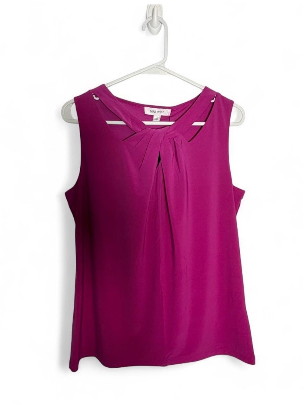 Nine West Magenta Pleat-Front Sleeveless Blouse NWT